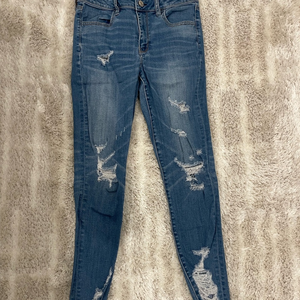 American Eagle Outfitters Ripped Blue High Rise Jeans